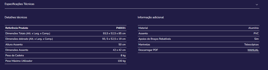 Cadeira de transporte P40031