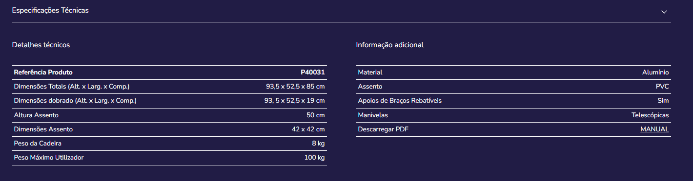 Cadeira de transporte P40031
