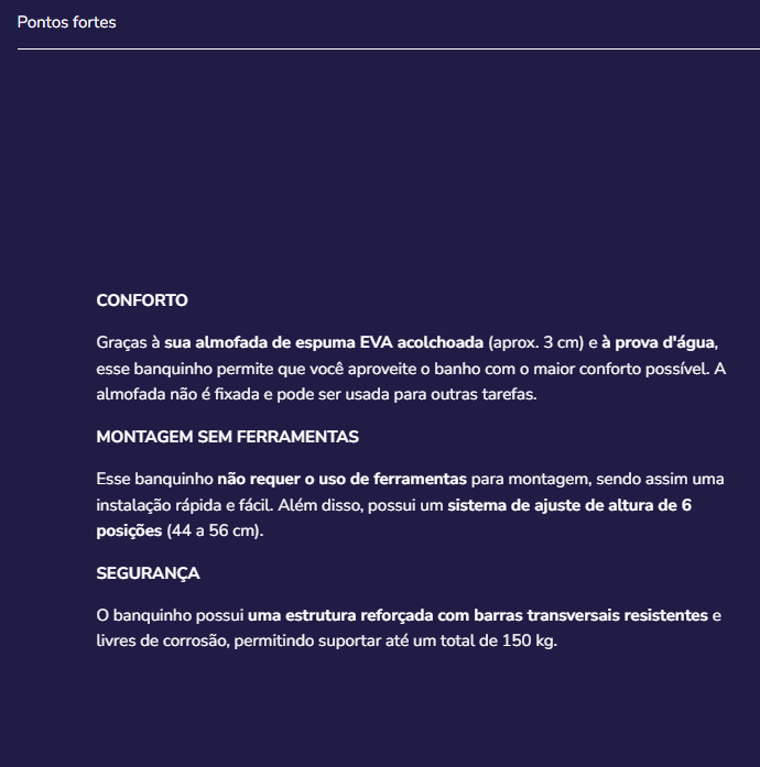 Banco de banho K30009
