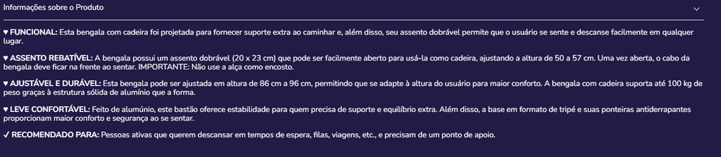 Bengala com assento K10058