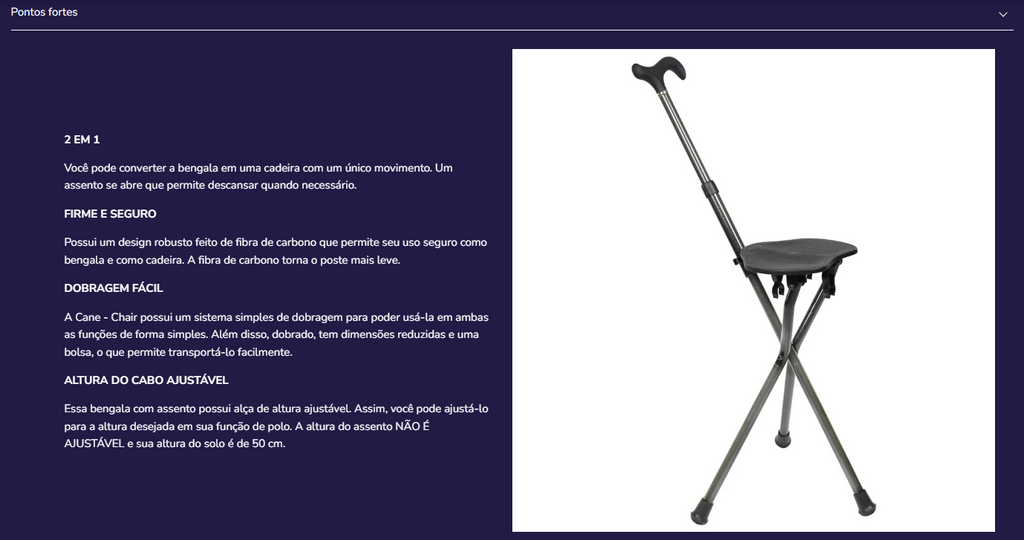 Bengala com assento K10059