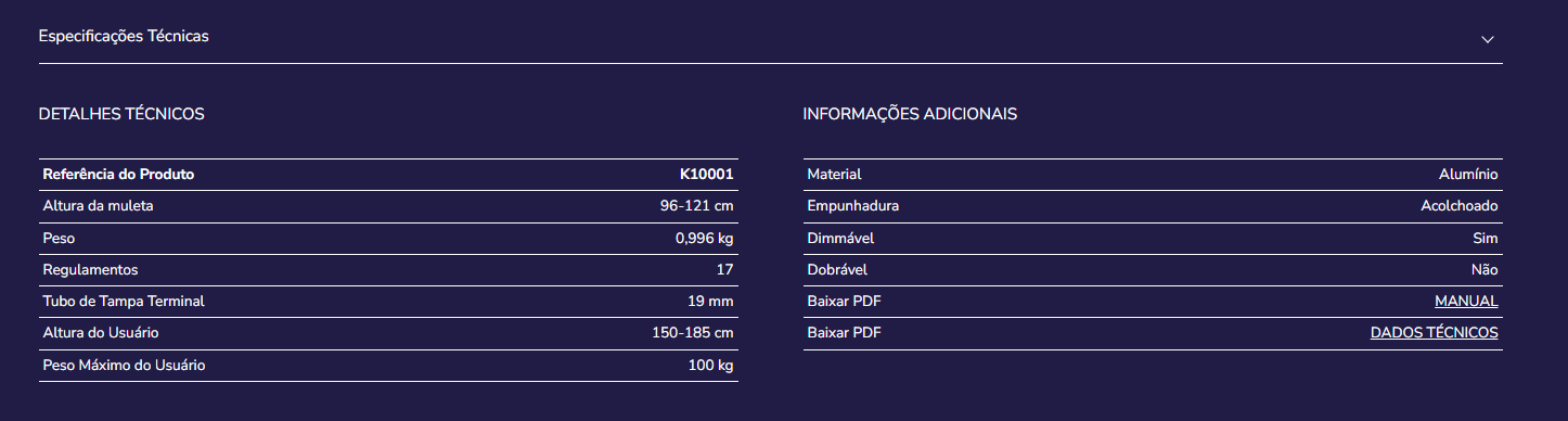 Muleta K10002 Esquerdo